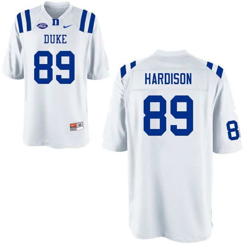 Men #89 Joe Hardison Duke Blue Devils College Football Jerseys Sale-White